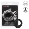 Bague musculaire Alpha Noir CalExotics en silicone liquide noir avec perles de stimulation, anneau pénien ajustable.