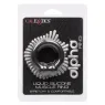 Bague musculaire Alpha Noir CalExotics en silicone liquide noir avec perles de stimulation, anneau pénien ajustable.