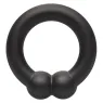 Bague musculaire Alpha Noir CalExotics en silicone liquide noir avec perles de stimulation, anneau pénien ajustable.