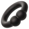 Bague musculaire Alpha Noir CalExotics en silicone liquide noir avec perles de stimulation, anneau pénien ajustable.