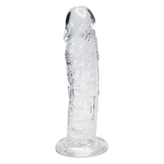 Realistic transparent dildo ALIVE 19.3 cm with veined details - overall view
