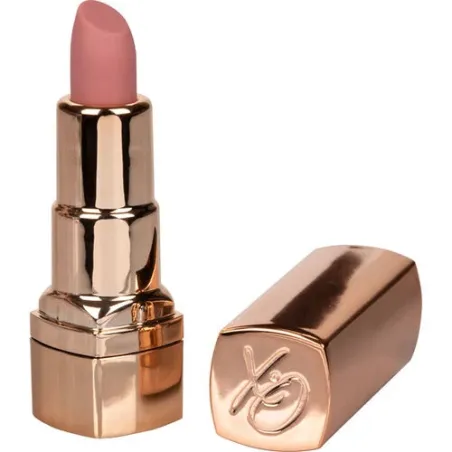 Massaggiatore personale a forma di rossetto ricaricabile Calexotics in silicone rosa tenue, discreto.