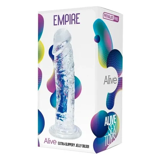 Dildo realistico trasparente ALIVE 19,3 cm con dettagli venosi - vista generale