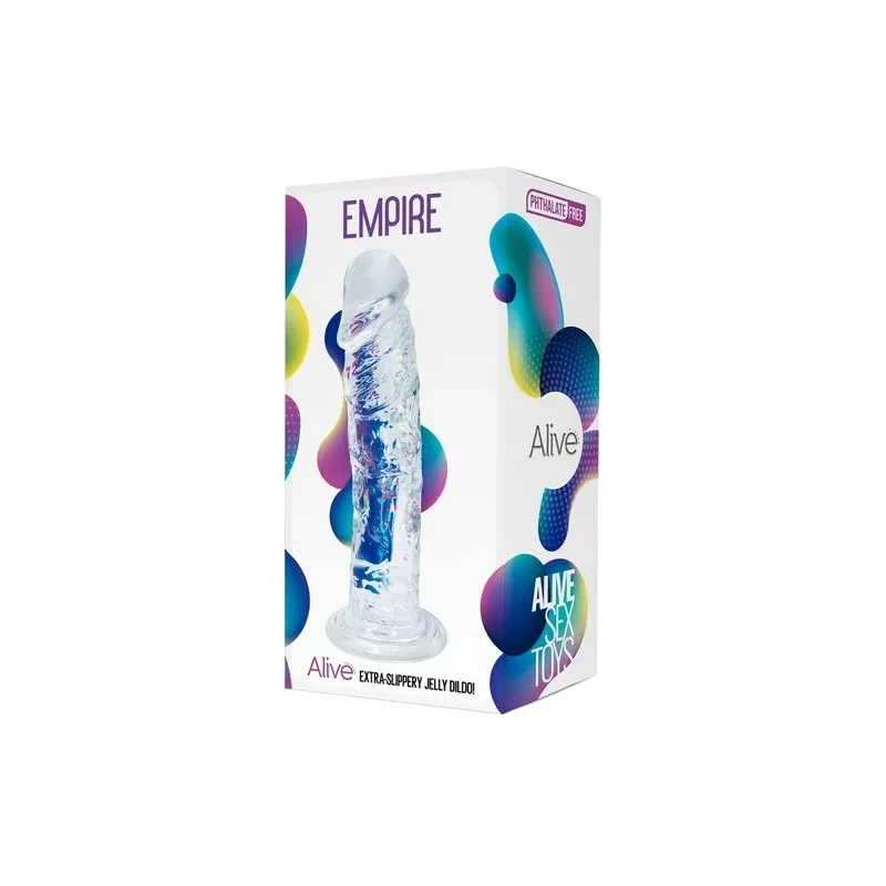 Dildo realistico trasparente ALIVE 19,3 cm con dettagli venosi - vista generale