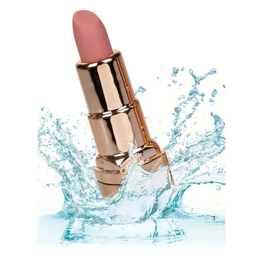 Massaggiatore personale a forma di rossetto ricaricabile Calexotics in silicone rosa tenue, discreto.