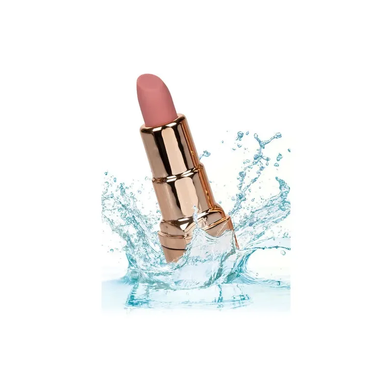 Massaggiatore personale a forma di rossetto ricaricabile Calexotics in silicone rosa tenue, discreto.