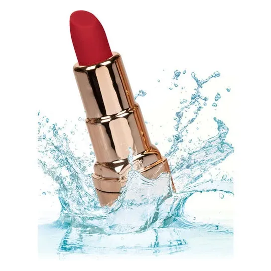 Wiederaufladbarer diskreter Lippenstift-Vibrator von CALEXOTICS in Rot mit 10 Vibrationsmodi.