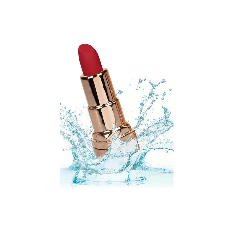 Massaggiatore vibrante ricaricabile rosso CALEXOTICS a forma di rossetto discreto, 10 modalità.
