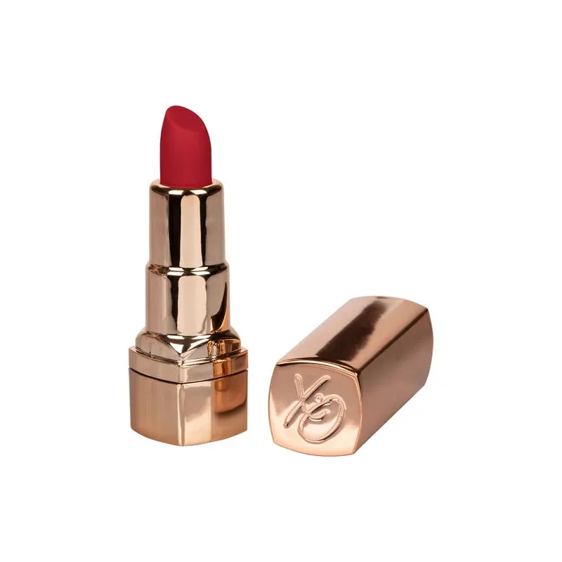 Masseur vibrant rechargeable rouge CALEXOTICS au format rouge à lèvres discret, 10 modes de vibration.