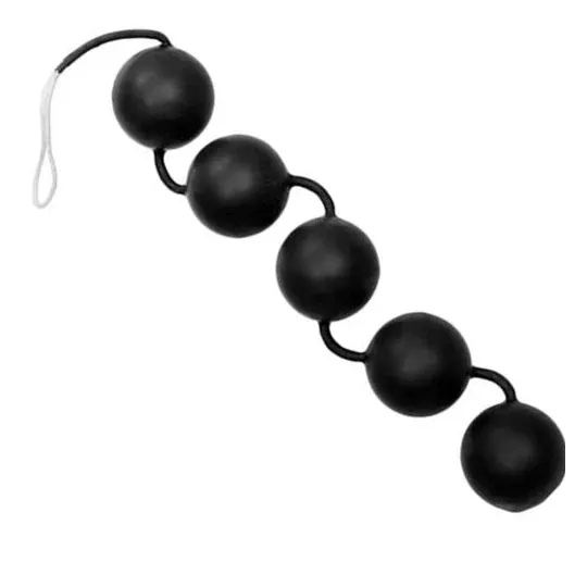 Boules Power Anal CALEXOTICS noires, lot de 5 boules de 3 cm avec cordon pour exercices de Kegel