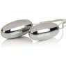 Balles vibrantes duo argentées CALEXOTICS, multi-vitesses en ABS pour stimulation sensuelle.