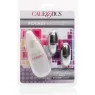 Balles vibrantes duo argentées CALEXOTICS, multi-vitesses en ABS pour stimulation sensuelle.