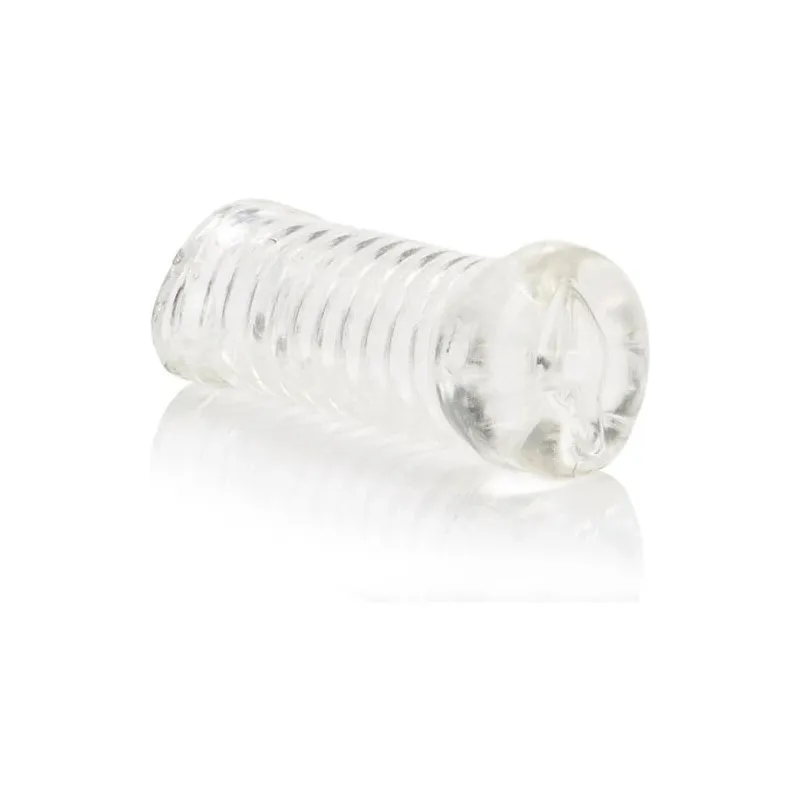 CALEXOTICS Basic Essentials tight pussy masturbator, soft TPR flesh tone, with ribbed shaft for intense stimulation.