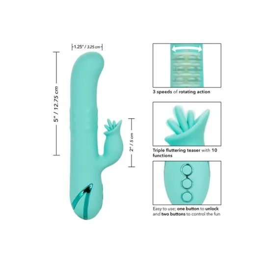 Calexotics coniglio vibrante rotante verde chiaro silicone ricaricabile