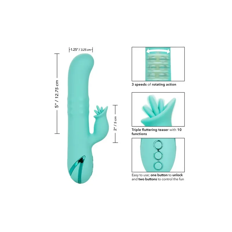 Calexotics coniglio vibrante rotante verde chiaro silicone ricaricabile