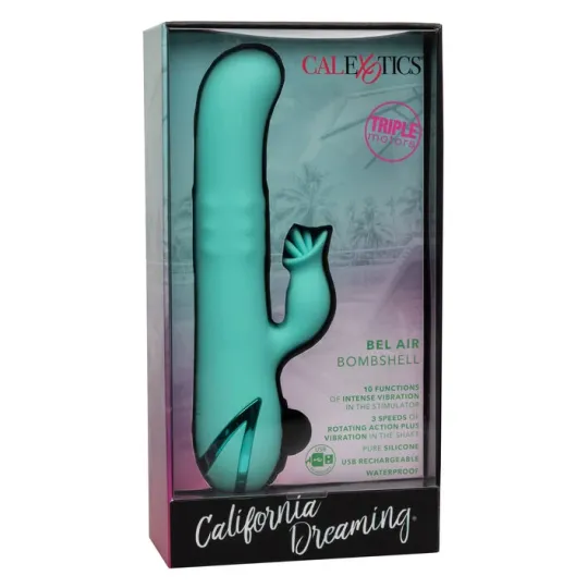 Calexotics coniglio vibrante rotante verde chiaro silicone ricaricabile