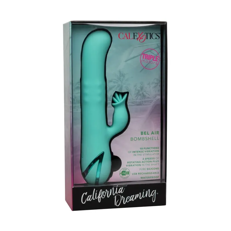 Calexotics coniglio vibrante rotante verde chiaro silicone ricaricabile