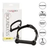 Black adjustable bar gag by CALEXOTICS with vegan leather strap and adjustable buckles for BDSM play.