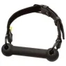 Black adjustable bar gag by CALEXOTICS with vegan leather strap and adjustable buckles for BDSM play.
