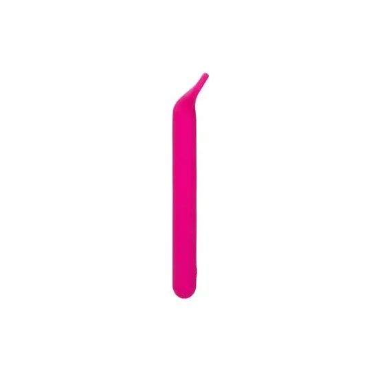 Masseur clitoridien CalExotics Bliss rose en silicone liquide avec tête flexible et 10 vibrations.