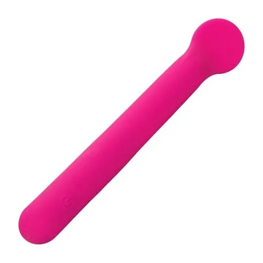 Masseur clitoridien CalExotics Bliss rose en silicone liquide avec tête flexible et 10 vibrations.