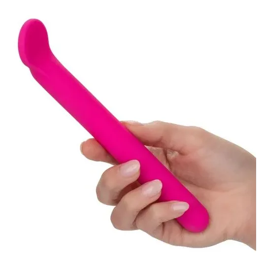 Masseur clitoridien CalExotics Bliss rose en silicone liquide avec tête flexible et 10 vibrations.