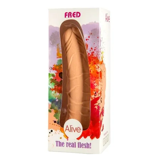 Alive Fred realistic dildo 19 cm with suction cup – Skin-colored PVC dildo with suction base for hands-free pleasure.