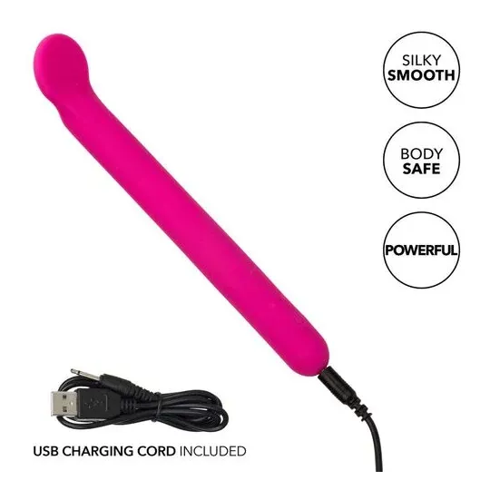 Masseur clitoridien CalExotics Bliss rose en silicone liquide avec tête flexible et 10 vibrations.