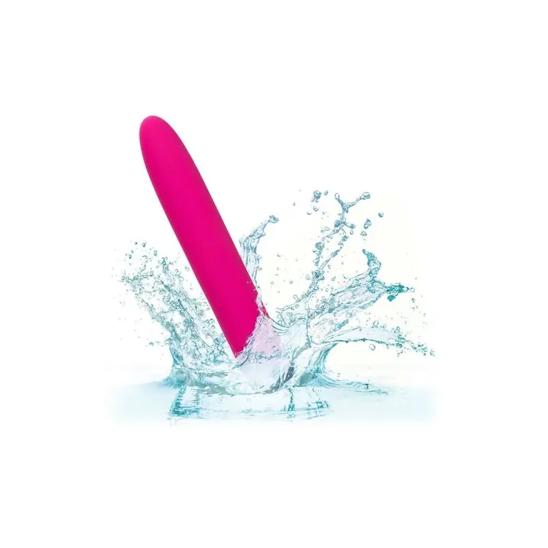 Vibratore rosa CalExotics Bliss Vibe in silicone liquido con 10 velocità progressive.