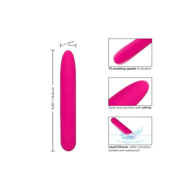 Vibratore rosa CalExotics Bliss Vibe in silicone liquido con 10 velocità progressive.