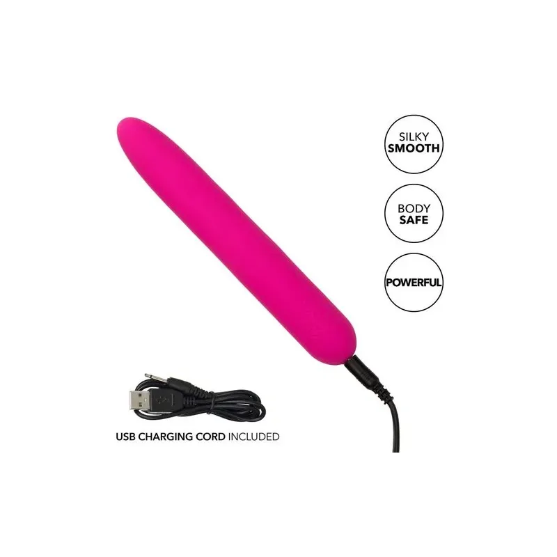 Vibratore rosa CalExotics Bliss Vibe in silicone liquido con 10 velocità progressive.
