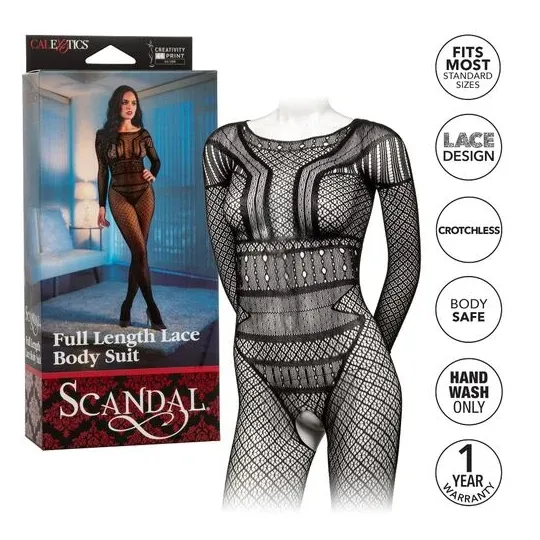 Body en dentelle Calexotics taille unique sans entrejambe, maille respirante pour un confort léger et aérien.