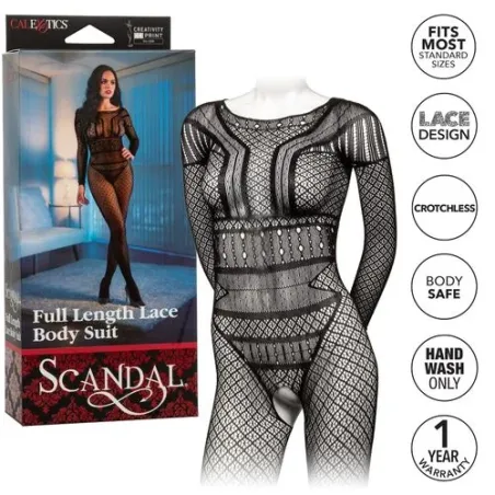 Body en dentelle Calexotics taille unique sans entrejambe, maille respirante pour un confort léger et aérien.