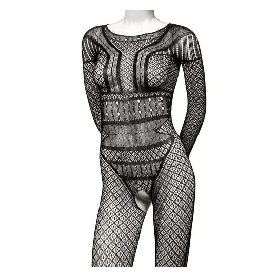 Body en dentelle Calexotics taille unique sans entrejambe, maille respirante pour un confort léger et aérien.