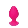 Plug anale rosa in silicone CALEXOTICS con base ventosa, tenuta sicura e texture varia per sensazioni intense.