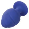 Vista frontale del plug anale Calexotics Cheeky viola, silicone morbido con base a ventosa.
