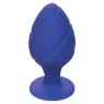 Vista frontal del plug anal Calexotics Cheeky violeta, silicona suave con base de brida y ventosa." }, { "fr": "Vue arrière du p