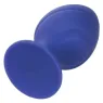 Front view of Calexotics Cheeky purple anal plug, soft silicone with flared base and suction cup.