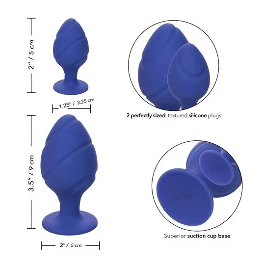 Vorderansicht des Analplugs Calexotics Cheeky lila, weiches Silikon mit Füßchen und Saugnapf.