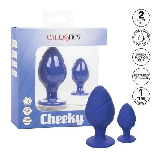 Vorderansicht des Analplugs Calexotics Cheeky lila, weiches Silikon mit Füßchen und Saugnapf.