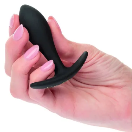 CalExotics Boundless Slim Plug : plug anal en silicone flexible, forme effilée pour débutants, poignée de retrait facile.
