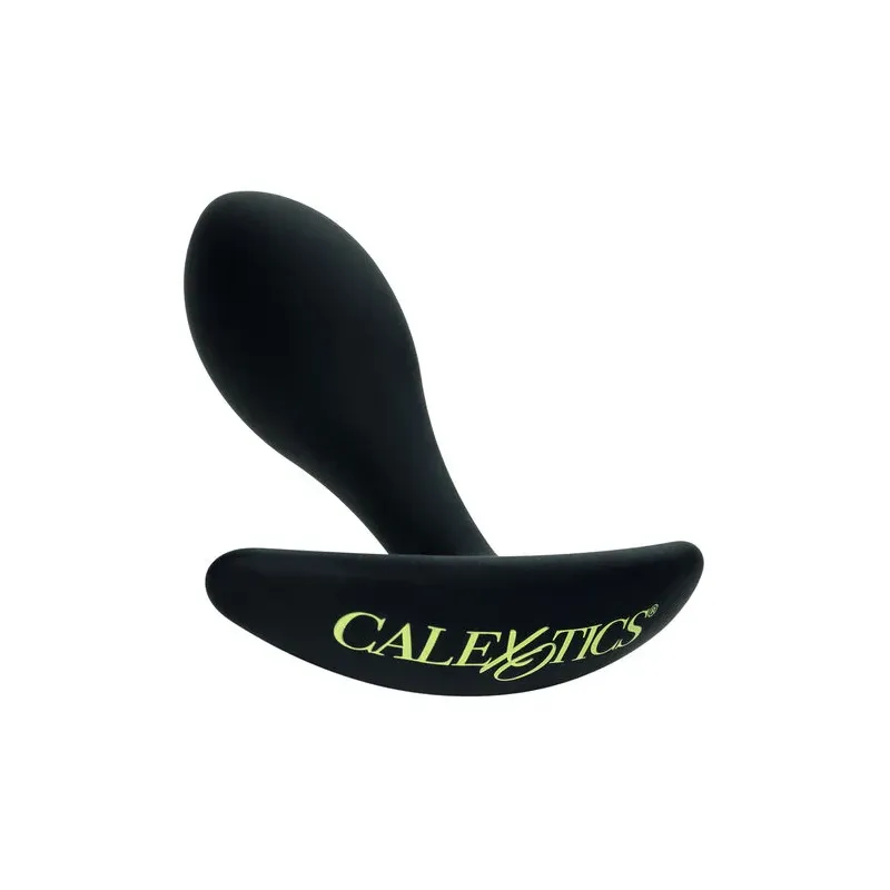 CalExotics Boundless Slim Plug : plug anal en silicone flexible, forme effilée pour débutants, poignée de retrait facile.
