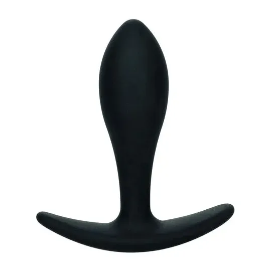 CalExotics Boundless Slim Plug : plug anal en silicone flexible, forme effilée pour débutants, poignée de retrait facile.