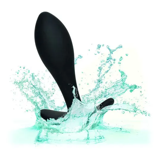 CalExotics Boundless Slim Plug : plug anal en silicone flexible, forme effilée pour débutants, poignée de retrait facile.