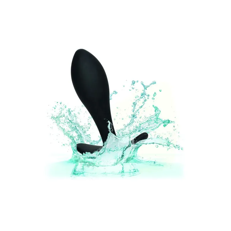 CalExotics Boundless Slim Plug : plug anal en silicone flexible, forme effilée pour débutants, poignée de retrait facile.