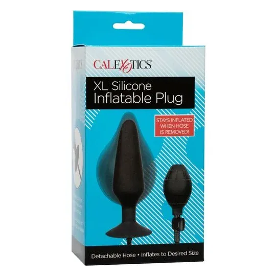Bouchon gonflable en silicone XL CalExotics, plug anal gonflable avec pompe et tuyau amovible, base ventouse