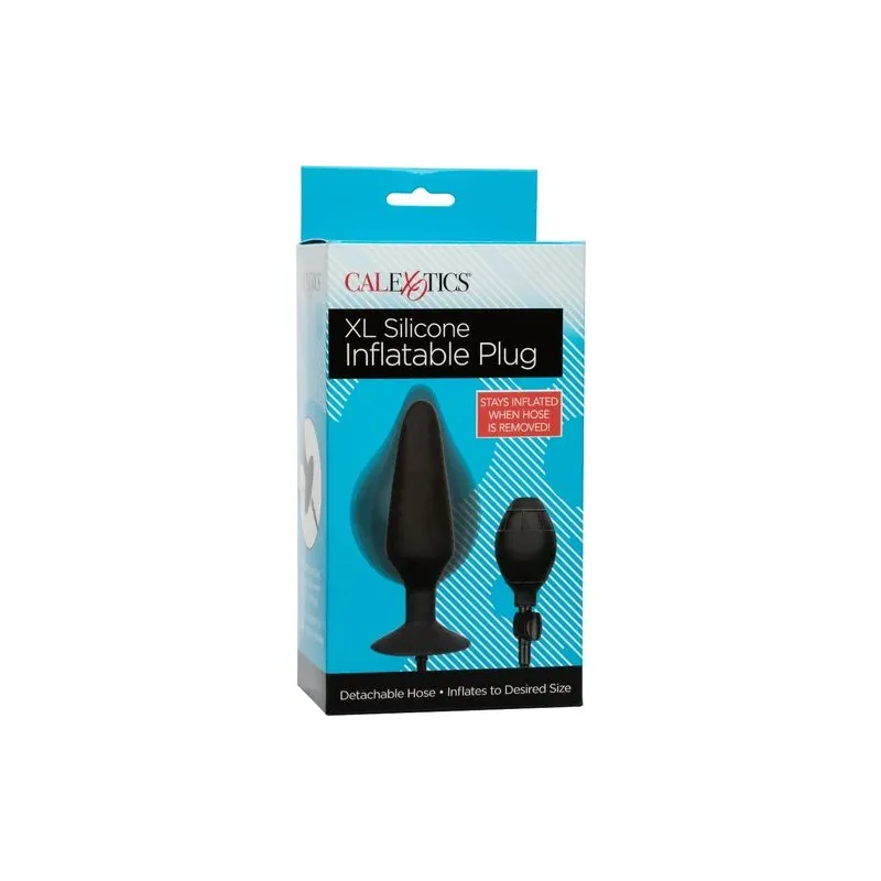 Bouchon gonflable en silicone XL CalExotics, plug anal gonflable avec pompe et tuyau amovible, base ventouse