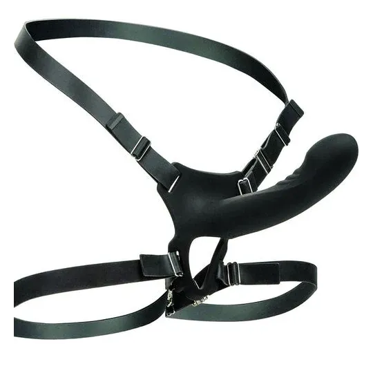 Rechargeable multi-purpose harness CalExotics Boundless black with 10 vibration modes and adjustable straps