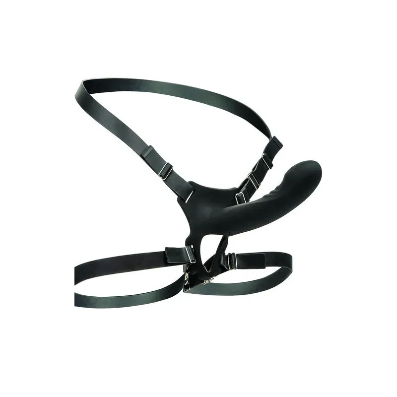 Rechargeable multi-purpose harness CalExotics Boundless black with 10 vibration modes and adjustable straps