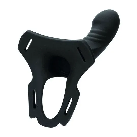 Rechargeable multi-purpose harness CalExotics Boundless black with 10 vibration modes and adjustable straps